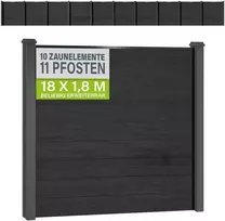 Juskys Privatumo tvoros skydų komplektas 10 vnt. 170x2x180 cm antracito spalvos su 11 stulpų