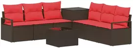 Sofos komplektas 8 vnt. Ruda ir raudona 55 x 55 x 37 cm
