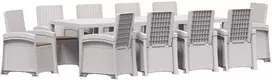 Sodo valgomojo komplektas 11 vnt. Balta ir taupe 250 cm PP