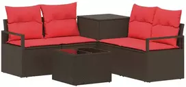 Sofos komplektas 6 vnt. Ruda ir raudona 55 x 55 x 37 cm