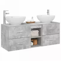 Vonios baldų rinkinys 3 vnt. Betono pilka 129 x 44,5 x 80 cm