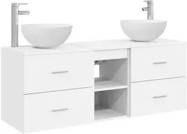Vonios spintos komplektas 3 vnt. Balta 129 x 35 x 80 cm