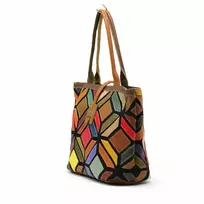 Magic Bags shopperbag damska skóra naturalna A4 kolorowa mozaika 2 skyriai