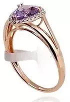 Diamond Sky Jewelry Auksinis žiedas su deimantais ir ametistais „Princess III“
