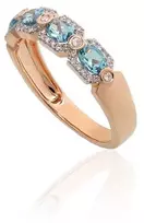 Diamond Sky Jewelry Auksinis žiedas su deimantais ir topazais „Žydra Karūna“