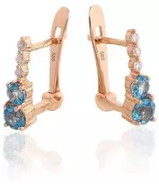 Diamond Sky Jewelry Auksiniai auskarai su deimantais ir topazais „Jūros melodija“