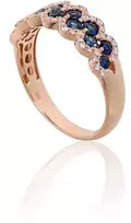 Diamond Sky Jewelry Auksinis žiedas su deimantais ir safyrais „Aukso Raštas XVI“