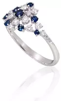 Diamond Sky Jewelry Auksinis žiedas su deimantais ir safyrais „Lunar Symphony“