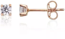 Auksiniai auskarai vinukai, Raudonas Auksas, Cirkonai - 3 mm. - 0.48 g.