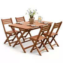 Lauko baldų komplektas Juskys Sodo valgomojo komplektas Rimini, 5 dalių, stalas 120x57.5x74 cm, 4 kėdės, akacijos mediena