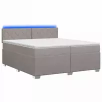 Lova su čiužiniu ir LED apšvietimu Taupe 200 x 200 cm Audinys