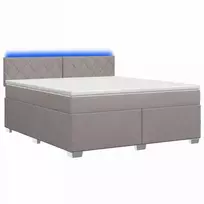Lova su čiužiniu ir LED apšvietimu Taupe 180 x 200 cm Audinys