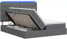 LED saugojimo lova su čiužiniu Tamsiai pilka 200 x 200 cm