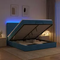 Otmana lova su matracsu ir LED Tamsi mėlyna 140 x 200 cm