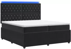 Lova LED lovos čiužinys su LED apšvietimu Juoda 200 x 200 cm Aksomas