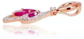Diamond Sky Jewelry Auksinis pakabukas su deimantais ir rubinais „Aleksandrija II“
