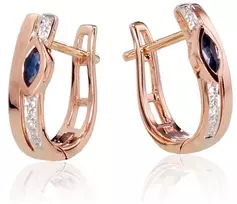 Diamond Sky Jewelry Auksiniai auskarai su deimantais ir safyrais „Dangaus Dovana“