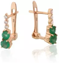 Diamond Sky Jewelry Auksiniai auskarai su deimantais ir smaragdais „Smaragdo valsas“