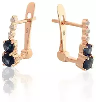 Diamond Sky Jewelry Auksiniai auskarai su deimantais ir safyrais „Nakties šnabždesys“