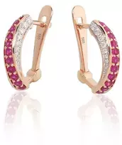 Diamond Sky Jewelry Auksiniai auskarai su deimantais ir rubinais „Rubinų melodija“