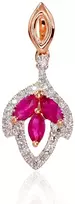 Auksinis pakabukas su brangakmeniais. . Praba: 585°. Akmuo: Briliantai , Rubinas - 0.81 g. - 20 mm. - Briliantai (0,062Ct), Rubinas (0,328Ct)