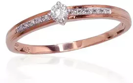 Auksinis žiedas su brangakmeniais. Metalas: Raudonas Auksas. Praba: 585°. Akmuo: Briliantai - 16 - 1.17 g. - Briliantai (0,112Ct)