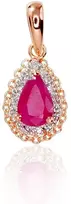 Auksinis pakabukas su brangakmeniais. Metalas: Raudonas Auksas. Praba: 585°. Akmuo: Briliantai , Rubinas - 0.56 g. - 16 mm. - Briliantai (0,034Ct), Rubinas (0,52Ct)