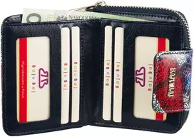 VERDIANA Moteriška odinė piniginė spalvotais drugeliais tamsiai mėlyna BajuBaj RFID
