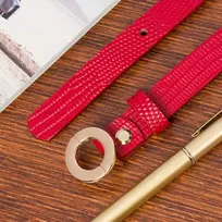 Skórzany dirželis damski do spodni sukienki raudona skóra nat 1,8 cm Beltimore O15