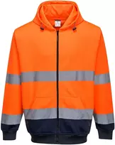 Dviejų spalvų bliuzonas su gobtuvu ir užsegimu priekyje PORTWEST B317, Dydis: XL, Pw spalvos: Oranžinis/Navy
