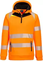 Šviesa atspindintis džemperis su gobtuvu Portwest DX482, Dydis: 5XL, Pw spalvos: Oranžinis/Juodas