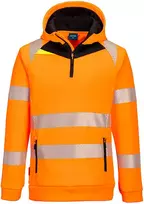 Šviesa atspindintis džemperis su gobtuvu Portwest DX482, Dydis: XXXL, Pw spalvos: Oranžinis/Juodas