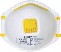 FFP1 respiratorius su vožtuvu Portwest P101, 10 vnt., Pw spalvos: Baltas