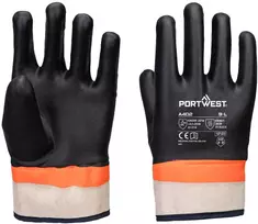 Dvigubai aplietos PORTWEST A402 darbo pirštinės, Dydis: XL, Pw spalvos: Juodas/Oranžinis