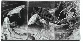 Pelės kilimėlis "LIT Pelės kilimėlis" Carp with Wisteria, by Yoshitoshi (Tamsus)