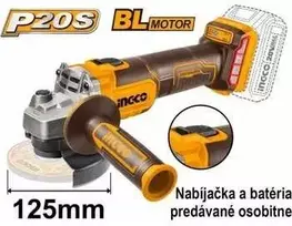 Ingco CAGLI201258 akumuliatorinis kampinis šlifuoklis 125 mm, be akumuliatoriaus ir įkroviklio