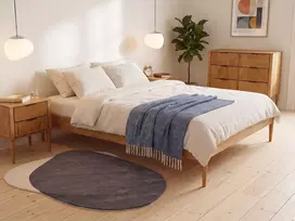 Beliani Lova be galvūgalio iš pušies medienos VEYRAC, 180 x 200 cm, šviesiai ruda
