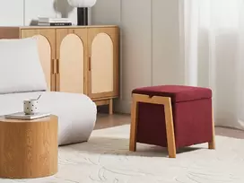 Beliani Pufas su daiktadėže EDLAND, 45 cm, bordo