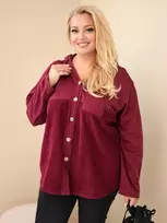 Moteriškas Plus Size džemperis su gobtuvu ir sagomis, bordo spalvos