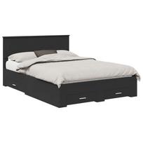 vidaXL Lovos rėmas su stalčių Juoda 140 x 190 cm Apdirbta mediena
