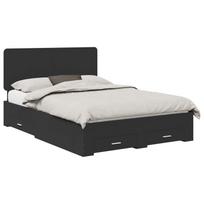 vidaXL Lovos rėmas su stalčių Juoda 140 x 190 cm Apdirbta mediena