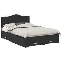 vidaXL Lovos rėmas su stalčių Juoda 140 x 190 cm Apdirbta mediena