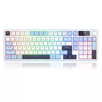 Redragon ARIA PRO K527WBL-PRO 75% Tri-Mode RGB mechaninė klaviatūra (balta/pilka su mėlynais akcentais)