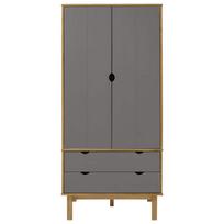 vidaXL Drabužių spinta OTTA, ruda/pilka, 76,5x53x172cm, pušies masyvas
