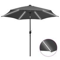 vidaXL Sodo skėtis su LED ir aliuminio stulpu, antracito, 300cm