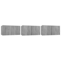 vidaXL Pakabinamos TV spintelės, 3vnt., pilkos, 60x30x30cm, mediena
