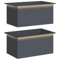 vidaXL Sodo vazonas su LED 2 vnt. Antracitas 50 x 80 x 48 cm Plienas
