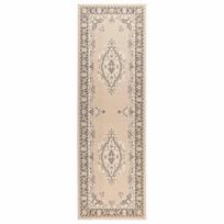 vidaXL Bėgimo kilimėlis FLORNES Austas Ekru raštas 80 x 150 cm PP 7 mm