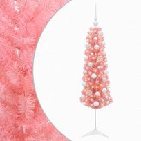 vidaXL Dirbtinė siaura kalėdinė eglutė su žaisliuku 150 cm 150 LED