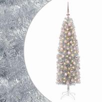 vidaXL Dirbtinė siaura kalėdinė eglutė su žaisliuku 180 cm 300 LED